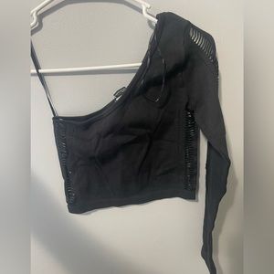 One Sleeve Black Top
